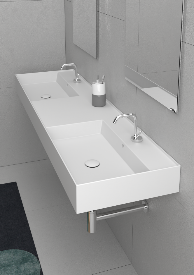 Раковина двойная Olympia Drop DRP4312DB1 накладная/подвесная 120x46x15 см ФОТО