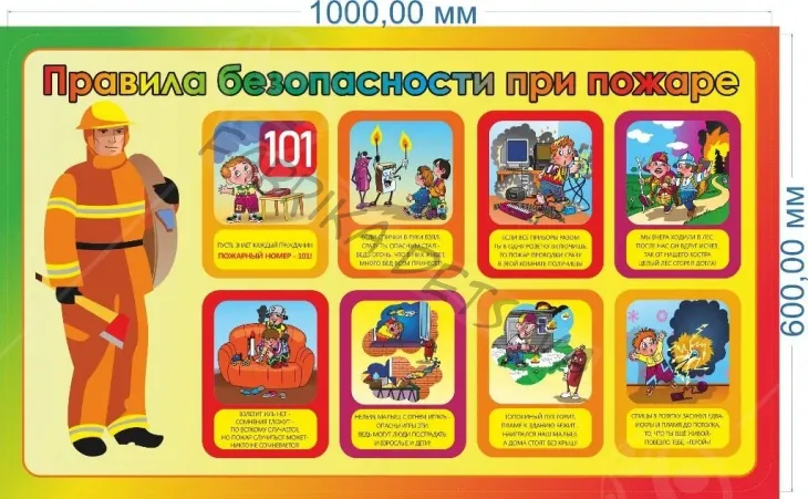 Стенд "Правила безопасности при пожаре" 1*0,6м.