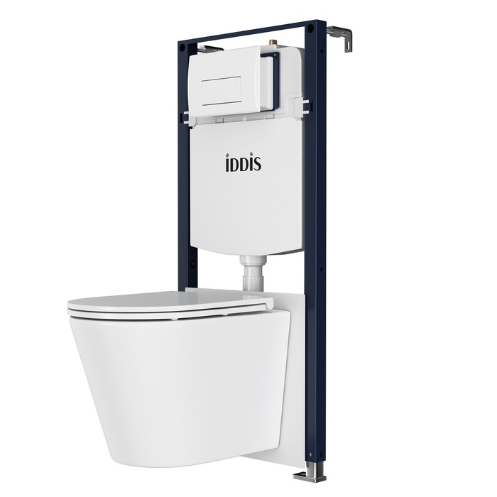Комплект 3в1: подвесной унитаз, инсталляция и белая клавиша смыва, Calipso Q, IDDIS, CAQPO1GWi73