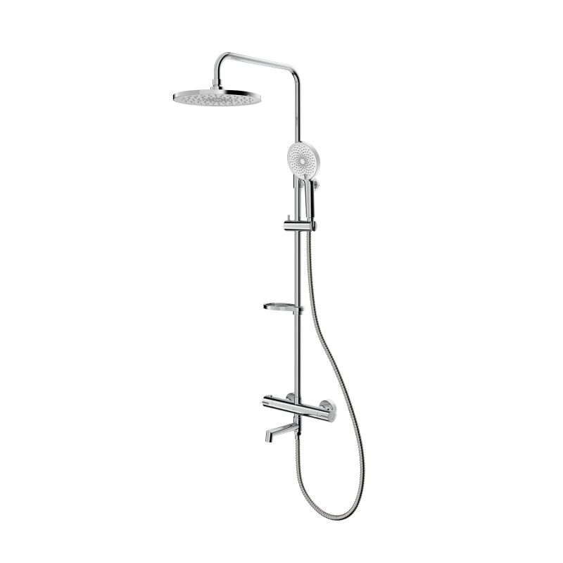 Смеситель термостатический для ванны со стойкой и тропической лейкой, глянцевый хром, Ideal Spa, Milardo, ILSSBTHM06