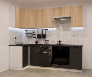 Гарнитур "Фаска" Графит шагрень /Дуб сонома 1000х2450 (арт. 5)