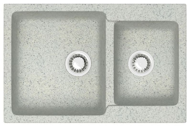 Кухонная мойка AZARIO Grand 765х500х190 двойная, искусственный мрамор, Светло серый CS00079906