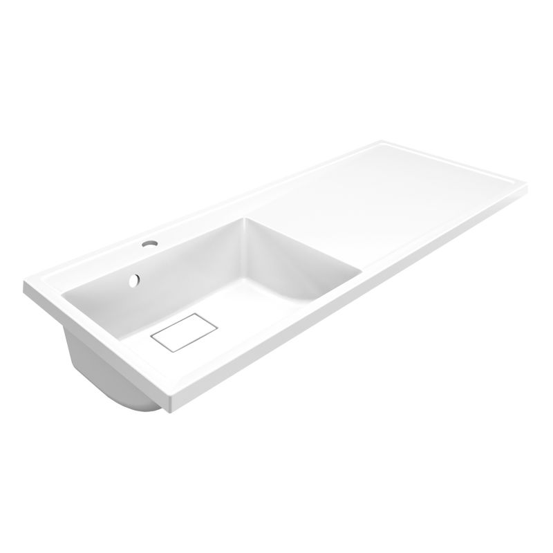 Раковина Azario Paola Magenta 1200 L левосторонняя, литьевой мрамор, белый CS00078451