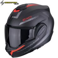 Шлем Scorpion EXO Tech Evo Carbon Cosy, матовый чёрно-красный
