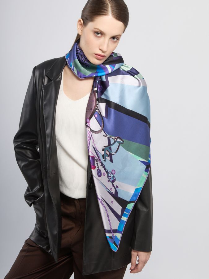 Платок женский шелк 86х86 SS03-8351-10 ELEGANZZA