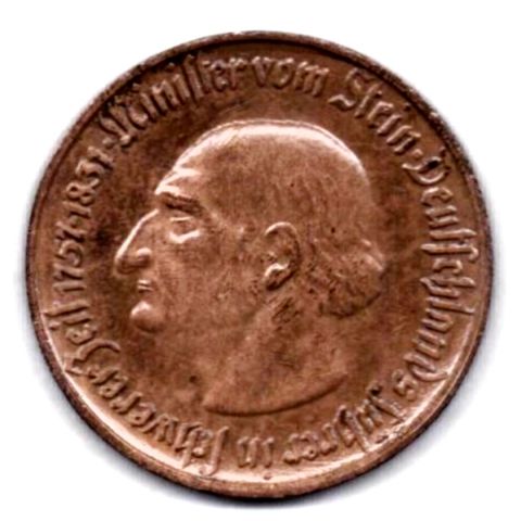 10 марок 1921 Вестфалия 38 мм AUNC Германия