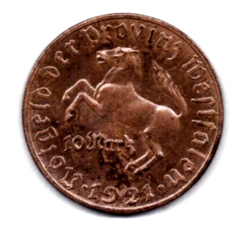 10 марок 1921 Вестфалия 38 мм AUNC Германия