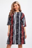 Платье-туника на клепках ТПК-01 [синий/красный/белый Полосы с буквами Love]