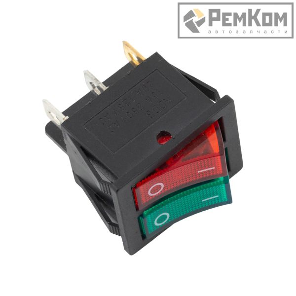 RK05068 * Выключатель клавишный двойной ( зеленый - красный ), с подсветкой KCD3 15A 250V