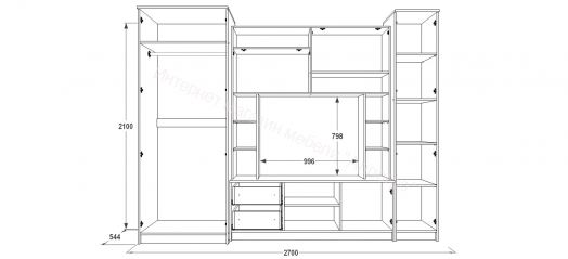 Гостиная "Александра 10" с зеркалом Венге/Млечный дуб