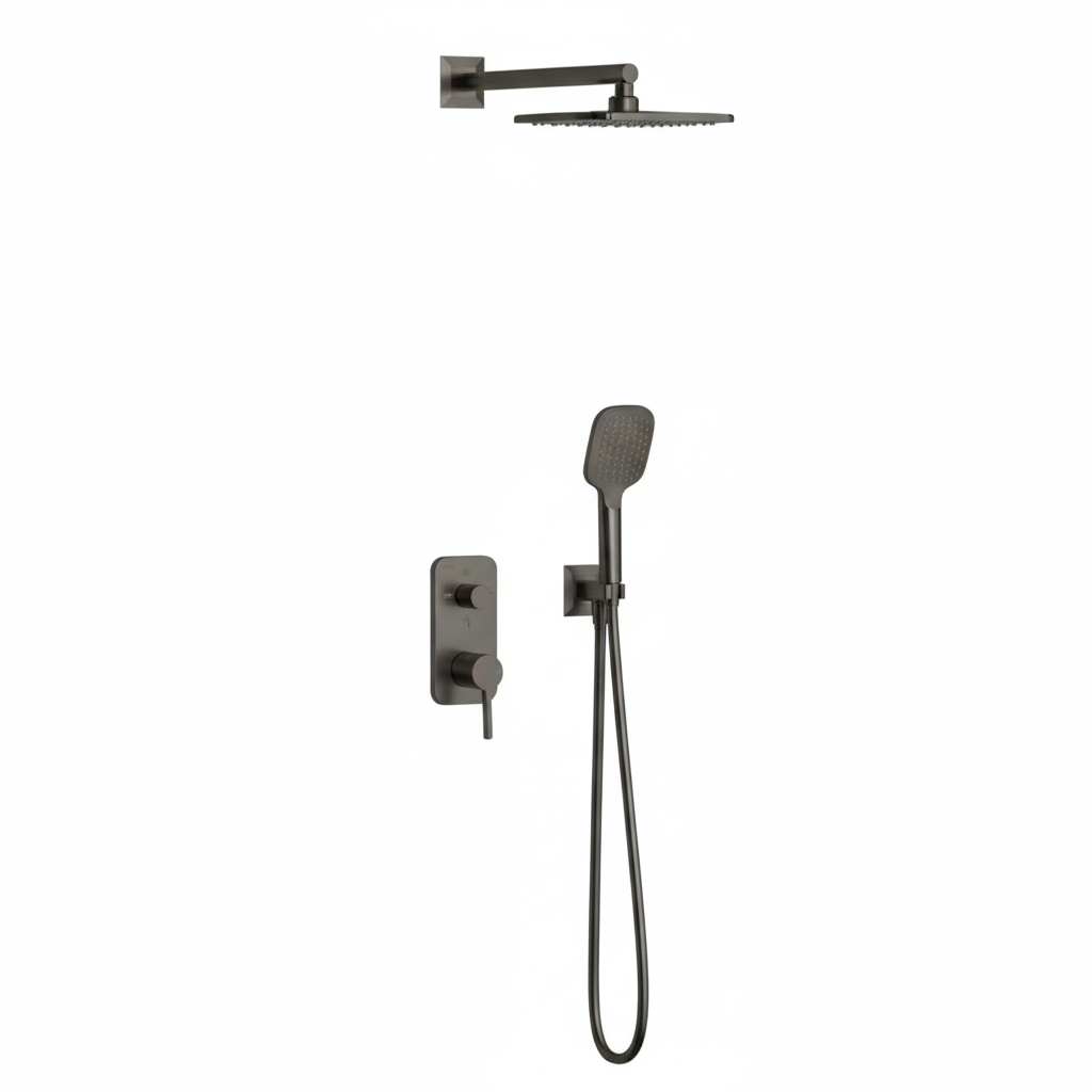 Teska Alinda İkiyönlü Ankastre Duş Batarya Seti (Gun Metal)