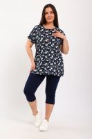 Костюм с бриджами КДЖ [синий, цветы]