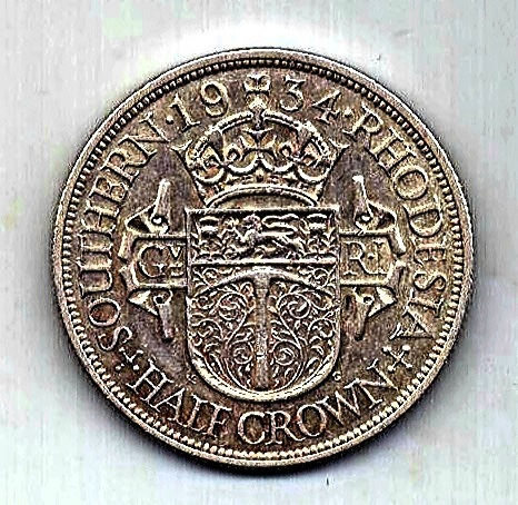 1/2 кроны 1934 Родезия AUNC Редкий год Великобритания