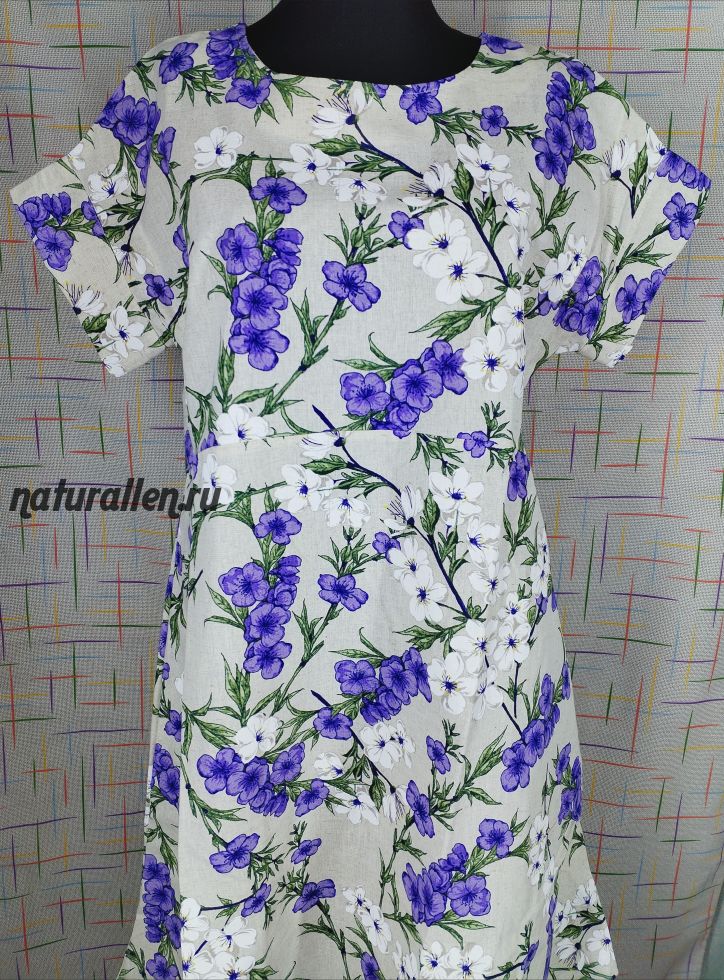 Льняное платье "Цветы Дикой Вишни"