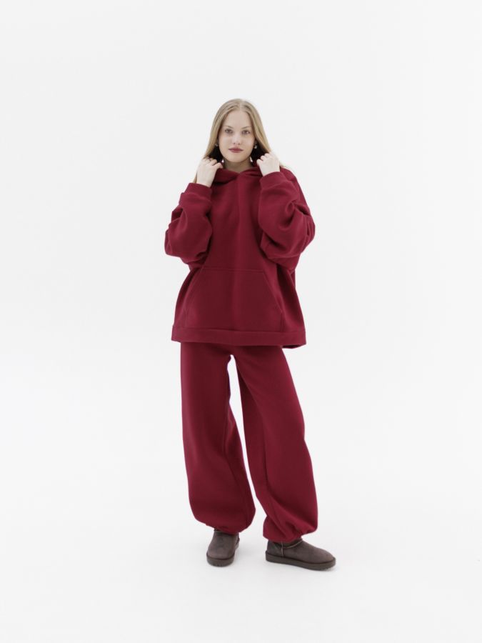 Брюки с начесом брусника