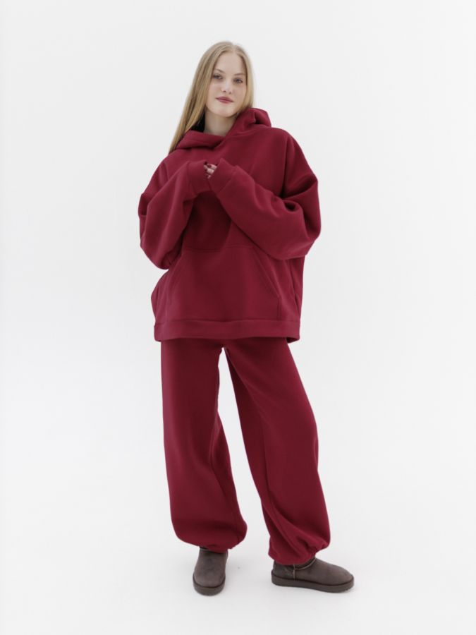 Брюки с начесом брусника