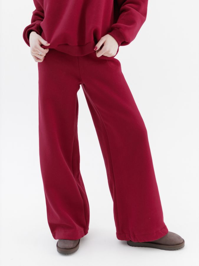 Брюки с начесом брусника