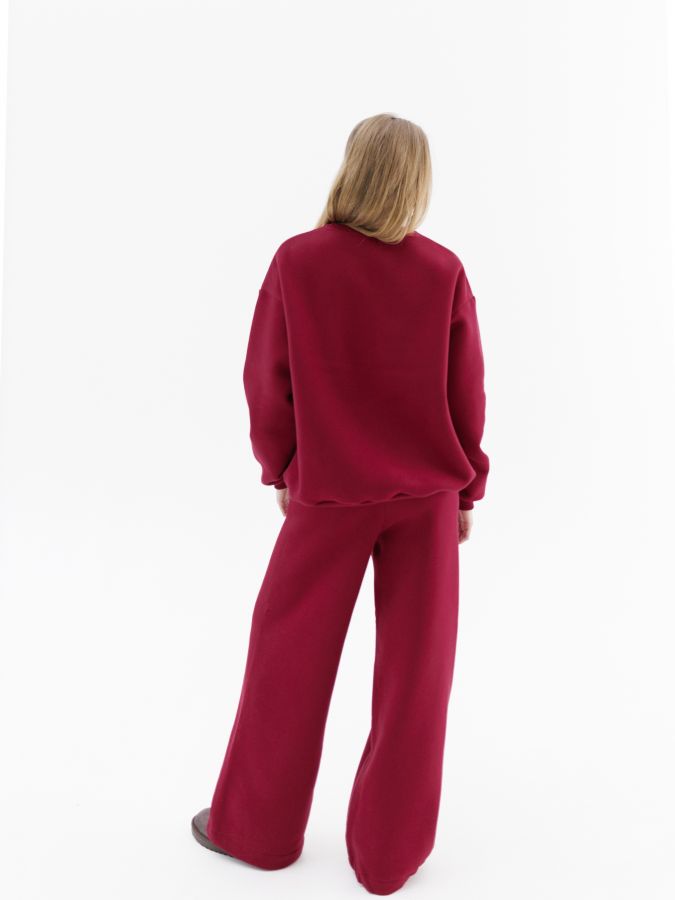 Брюки с начесом брусника