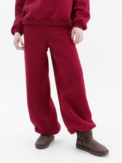 Брюки с начесом брусника