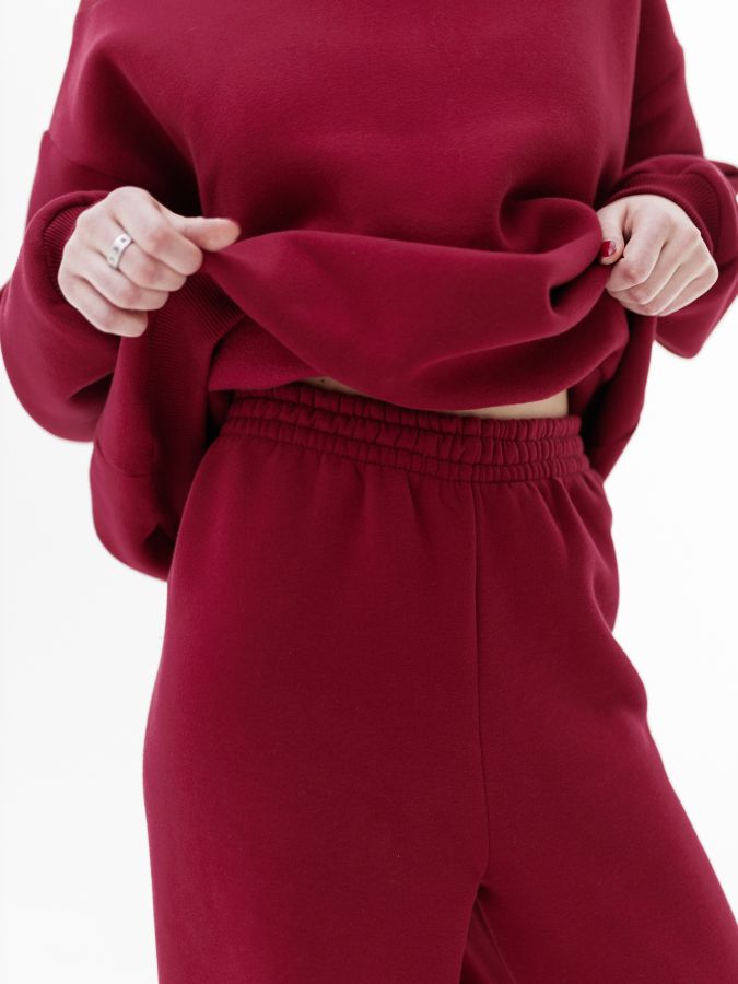 Брюки с начесом брусника