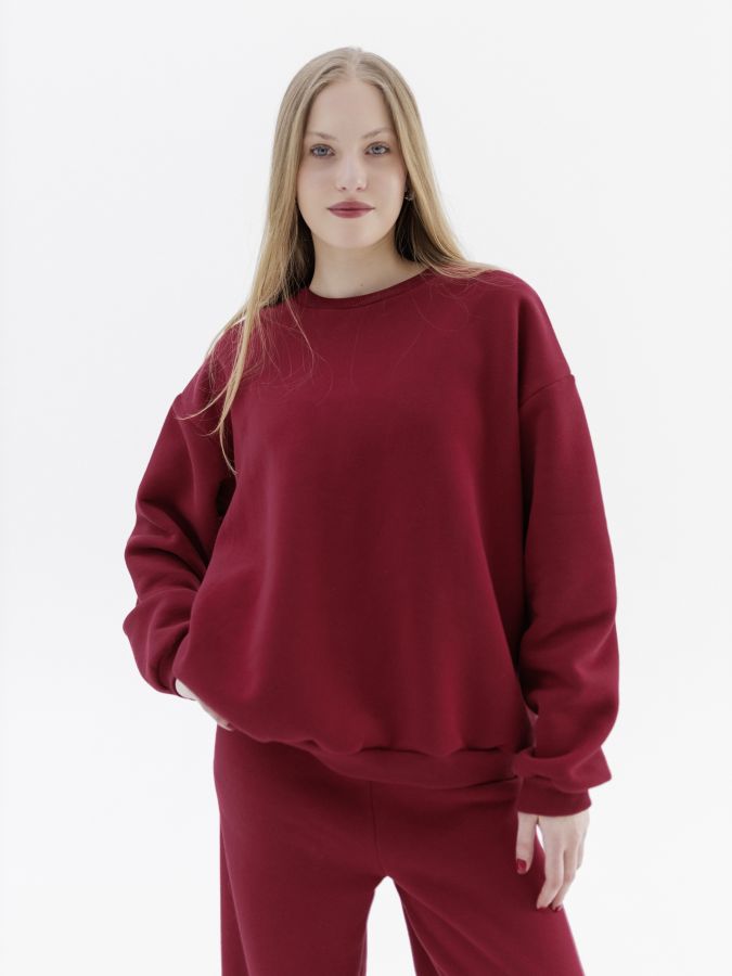 Свитшот с начесом брусника