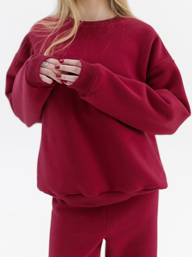 Свитшот с начесом брусника