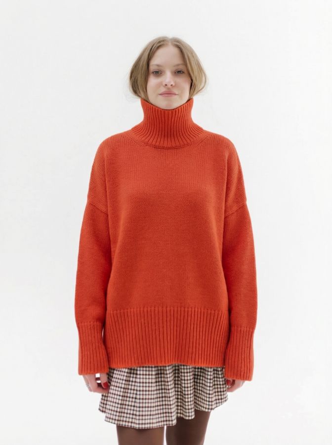 Свитер из мериноса оранжевый