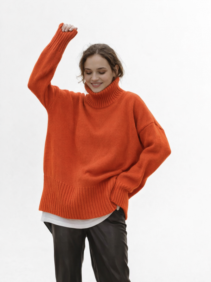 Свитер из мериноса оранжевый