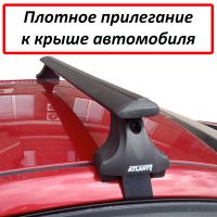 Багажник на крышу Kia Rio 2011-17, Атлант, крыловидные аэродуги (черный цвет)