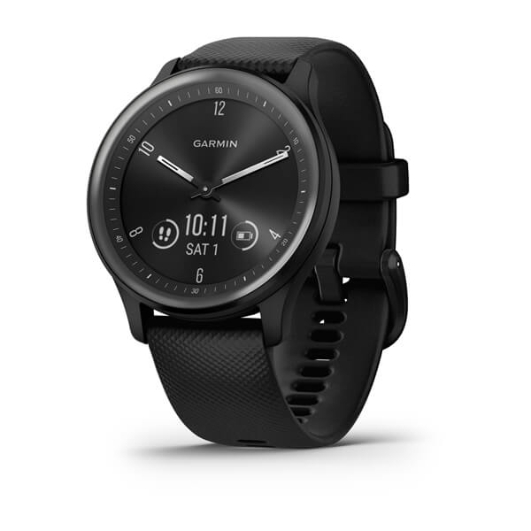 Умные часы Garmin vivomove Sport черный, серый безель, с силиконовым ремешком