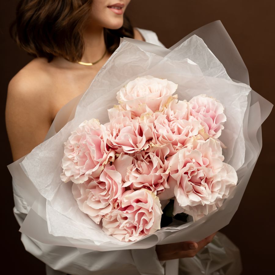 Французская роза 9 шт нежно-розовая