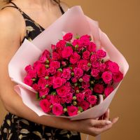 Кустовая роза розовая 15 шт