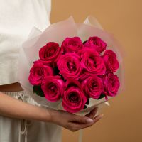 Розовая роза 11 шт 60см
