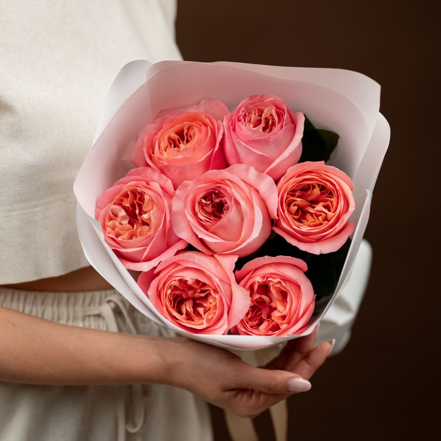 Розовая  роза 7шт