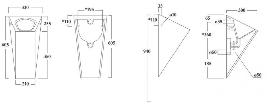 Подвесной писcуар Olympia Crystal CRY501001 с комплектом креплений ФОТО