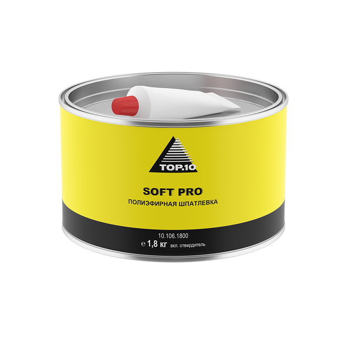 TOP.10 Полиэфирная шпатлевка SOFT PRO с отвердителем 1.8кг.