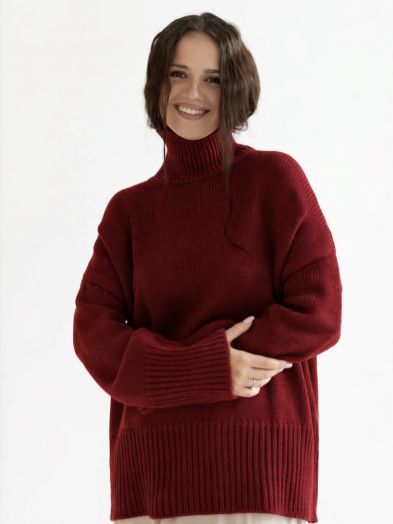 Свитер из мериноса бордовый