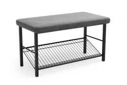 Обувница разборная (ш760*в410*г390мм), велюр Connect 82 (серый), металл черный