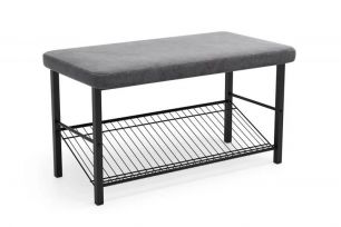 Обувница разборная (ш760*в410*г390мм), велюр Connect 82 (серый), металл черный