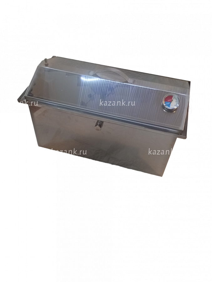 Коптильня 40х25х25см гор.копч+ х.к. из нерж.стали 2мм, кр/домик,термометр, г-з