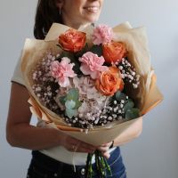 Букет оранж с пионовидными розами