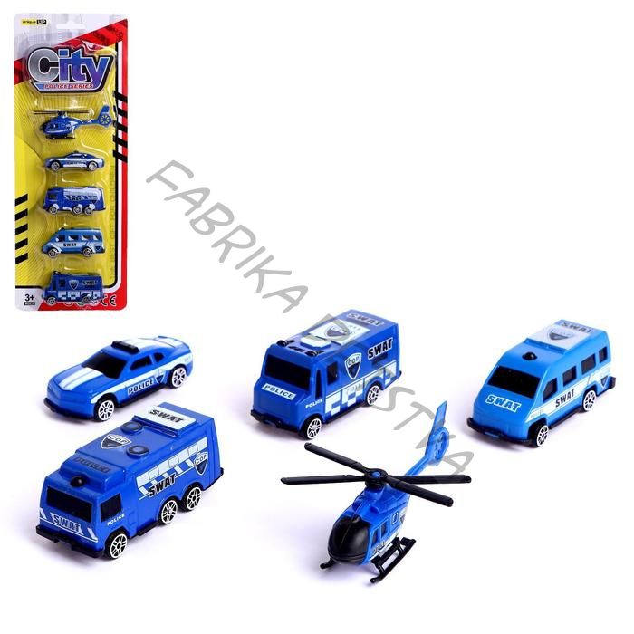 Набор машинок детских «Полиция», 5 штук