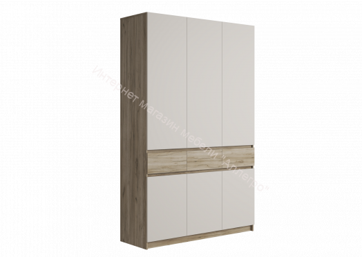 Шкаф 3-х створчатый ШК-002 "Бостон" Дуб крафт серый/Кашемир