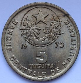 5 угий Мавритания 1973 UNC