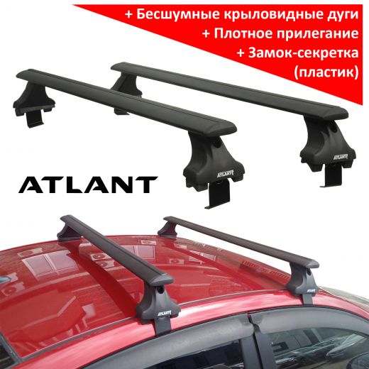 Багажник на крышу Chevrolet Cruze, Атлант, крыловидные аэродуги (черный цвет)