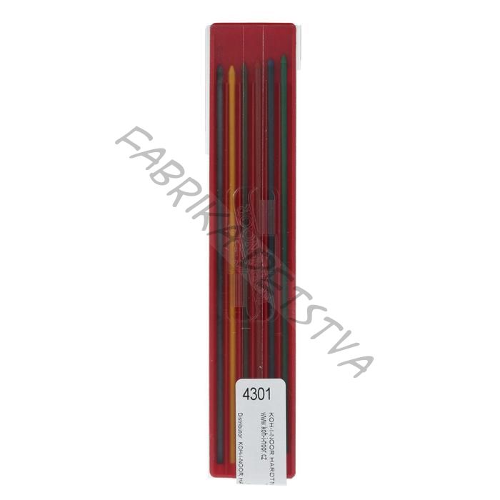 Набор цветных грифелей для цанговых карандашей Koh-I-Noor 4301, узел 2.0 мм, 6 штук