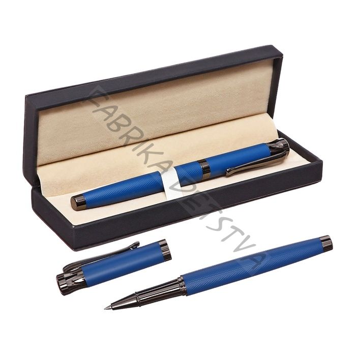Ручка-роллер подарочная Calligrata «Офис», в футляре кожзам, корпус синий