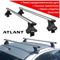 Багажник на крышу Kia Optima 2019-... (рестайлинг), Атлант, аэродинамические дуги Эконом, опора Е