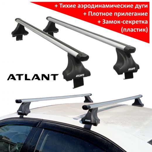 Багажник на крышу Skoda Octavia A8, Атлант, аэродинамические дуги Эконом, опора Е