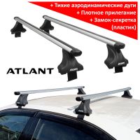 Багажник на крышу Skoda Octavia A7, Атлант, аэродинамические дуги Эконом, опора Е